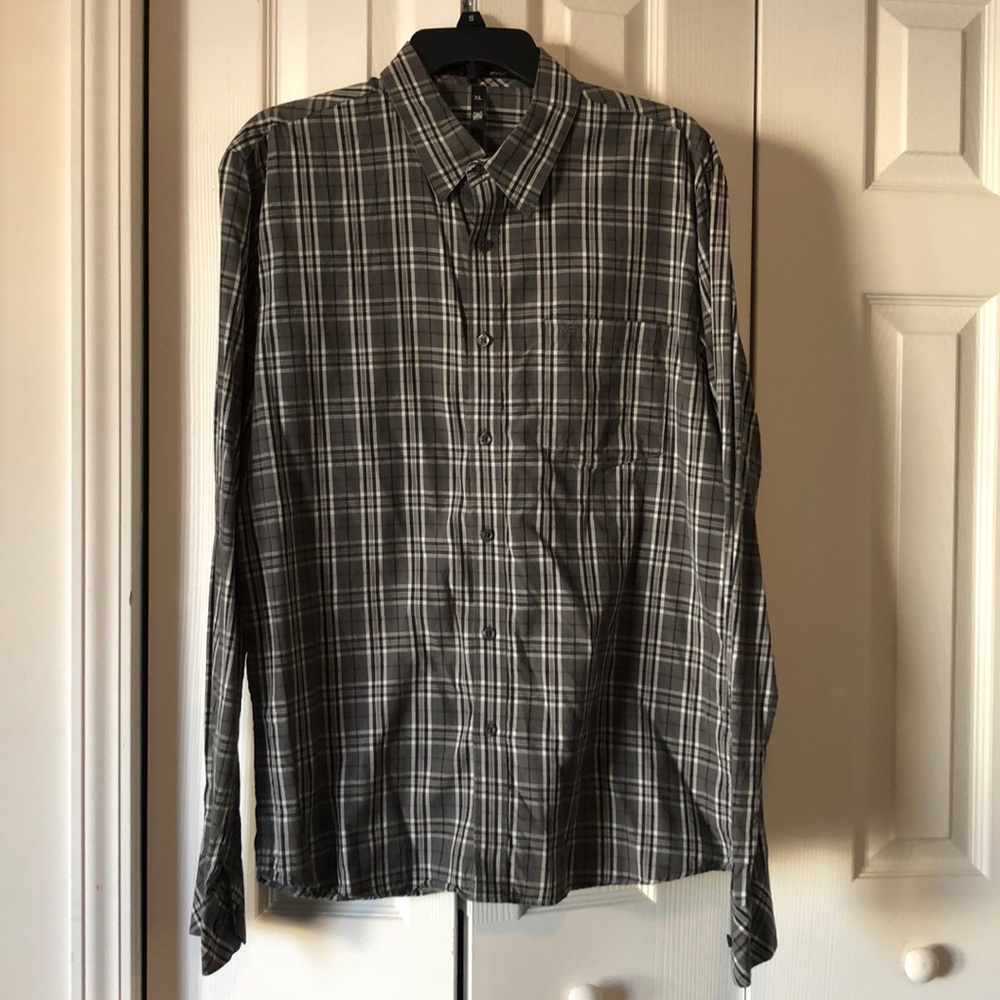 RVCA grey plaid button down